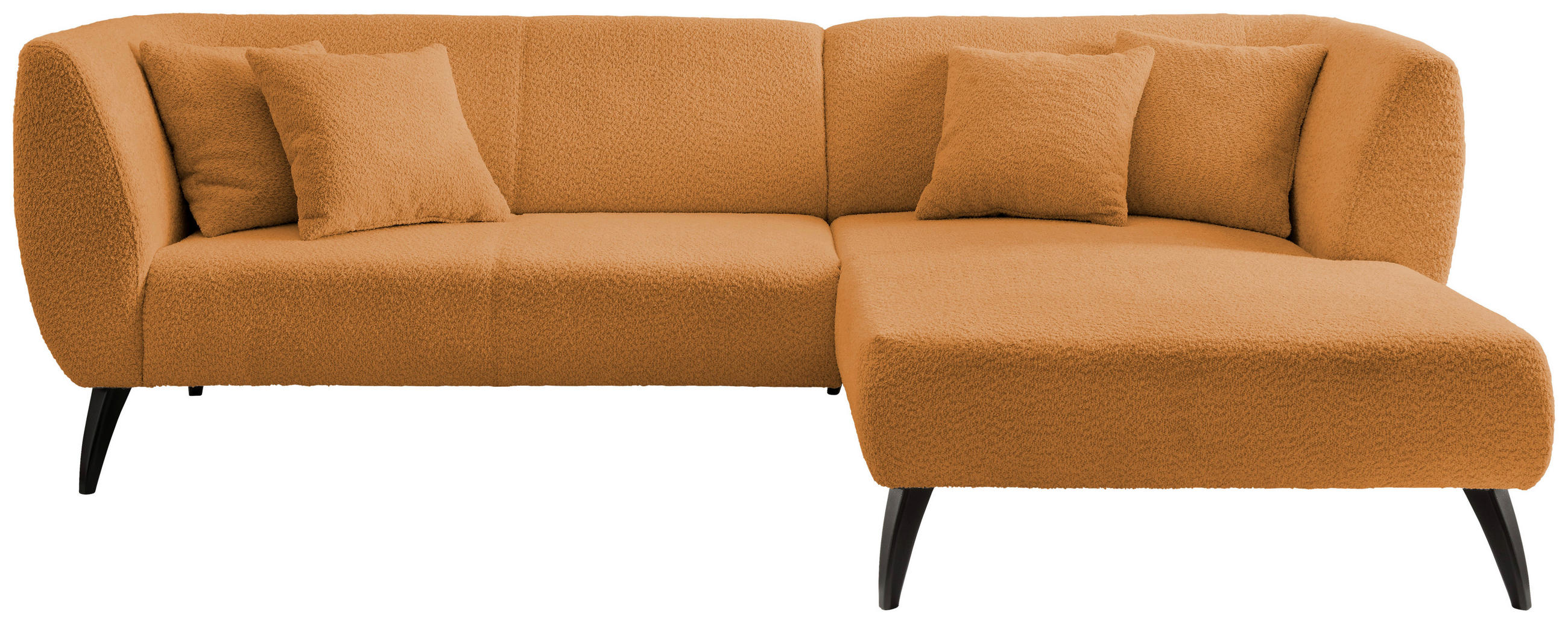 ECKSOFA in Bouclé Goldfarben  - Goldfarben/Schwarz, Modern, Holz/Textil (264/160cm) - MID.YOU