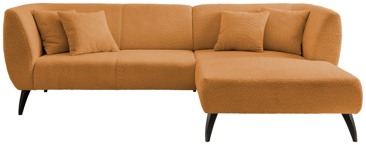 ECKSOFA in Bouclé Goldfarben  - Goldfarben/Schwarz, Modern, Holz/Textil (264/160cm) - MID.YOU