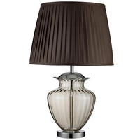 TISCHLEUCHTE 42/69 cm   - Chromfarben/Bernsteinfarben, KONVENTIONELL, Glas/Textil (42/69cm)