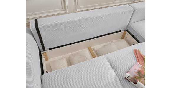 ECKSOFA Hellgrau Cord  - Hellgrau/Schwarz, KONVENTIONELL, Kunststoff/Textil (318/197cm) - Hom`in
