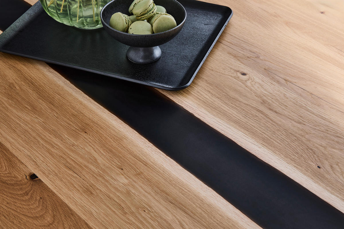 ESSTISCH in Holz 220/100/76 cm  - Wildeiche/Schwarz, Design, Holz/Metall (220/100/76cm) - Johann Jakob