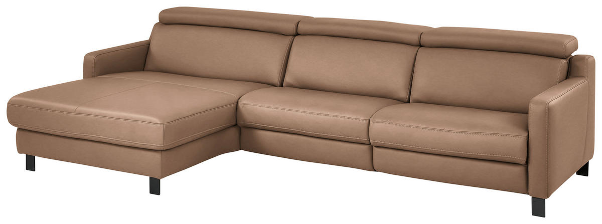 ECKSOFA Echtleder Braun  - Schwarz/Braun, Design, Leder/Metall (176/291cm) - Valdera