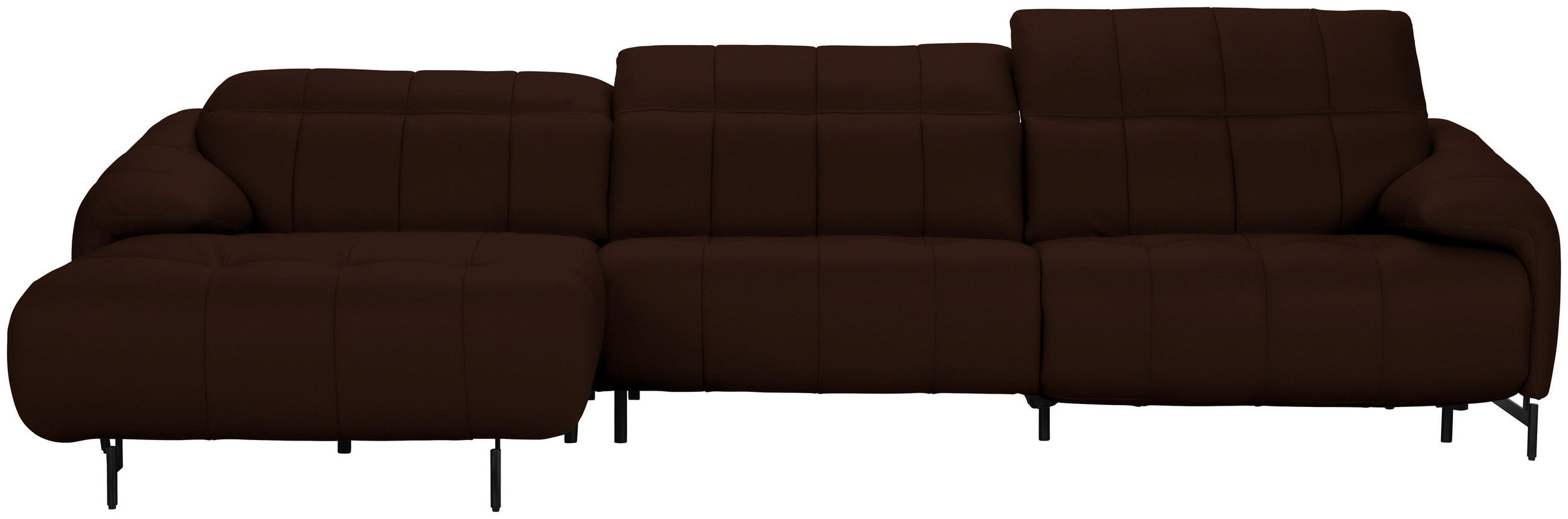 ECKSOFA in Echtleder Braun  - Schwarz/Braun, Design, Leder/Metall (165/313cm) - Emilio Belluti