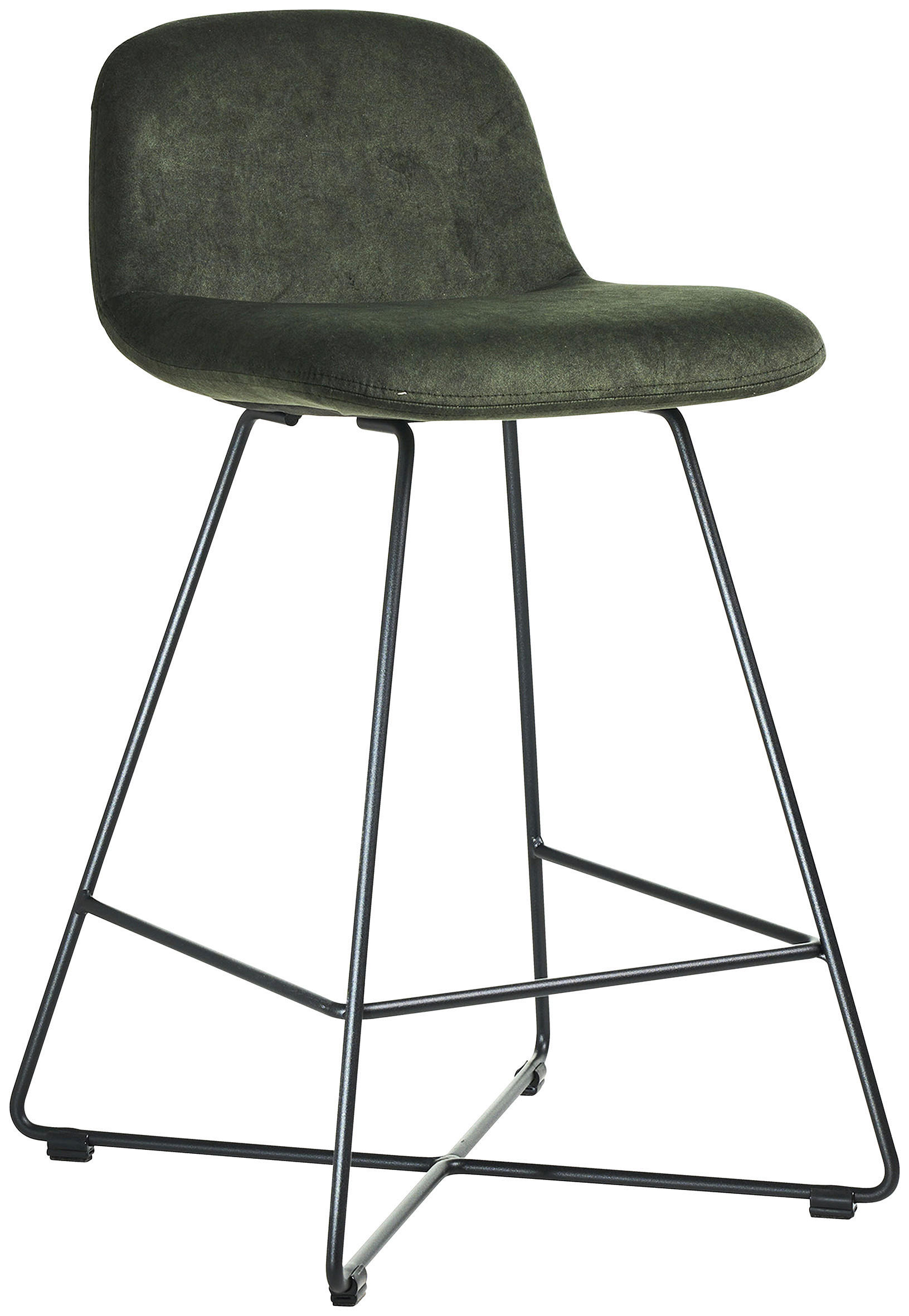 BARHOCKER Velours Schwarz, Waldgrün Edelstahl Stoffauswahl  - Waldgrün/Schwarz, Basics, Textil/Metall (50/85/48cm) - Celina Home