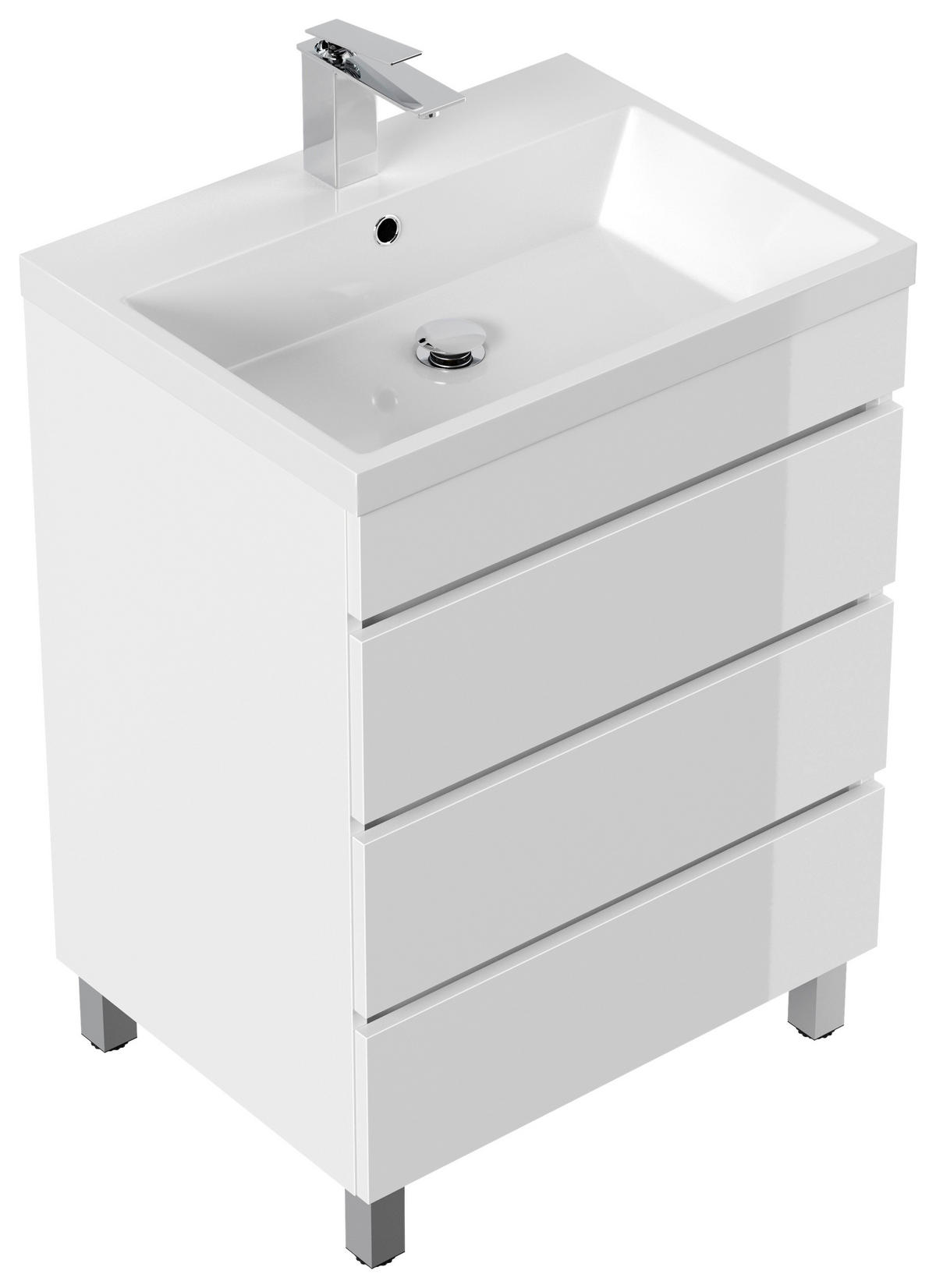 WASCHTISCHKOMBI 60 cm  - Weiß Hochglanz/Weiß, Basics, Holzwerkstoff/Stein (60cm) - MID.YOU