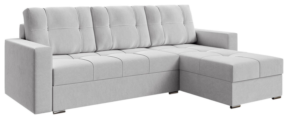ECKSOFA Hellgrau Samt  - Chromfarben/Hellgrau, KONVENTIONELL, Kunststoff/Textil (233/140cm) - Carryhome