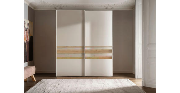 SCHWEBETÜRENSCHRANK  in Champagner, Eiche Bianco  - Eiche Bianco/Champagner, Design, Holzwerkstoff/Metall (200/236/67cm) - Novel