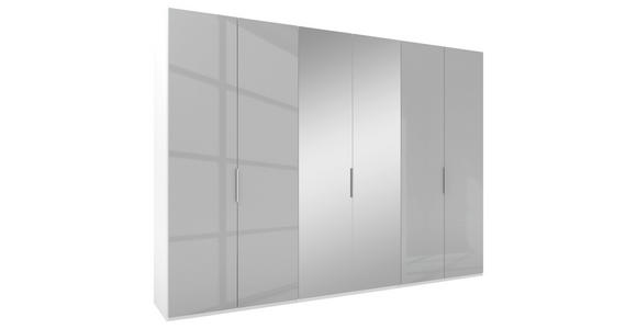 DREHTÜRENSCHRANK 300/223/62 cm 6-türig Grau, Weiß - Alufarben/Weiß, KONVENTIONELL, Glas/Holzwerkstoff (300/223/62cm) - Novel