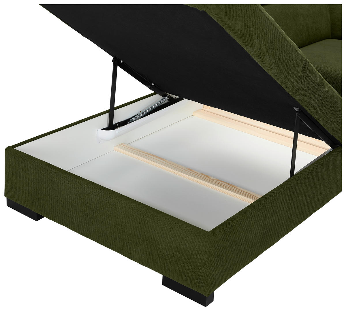 ECKSOFA Dunkelgrün Webstoff  - Dunkelgrün/Schwarz, KONVENTIONELL, Holz/Textil (244/283cm) - Carryhome