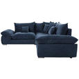 ECKSOFA in Velours Dunkelblau  - Chromfarben/Dunkelblau, KONVENTIONELL, Kunststoff/Textil (247/247cm) - Carryhome