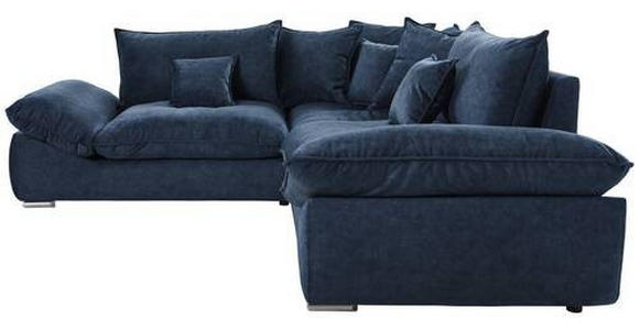 ECKSOFA in Velours Dunkelblau  - Chromfarben/Dunkelblau, KONVENTIONELL, Kunststoff/Textil (247/247cm) - Carryhome