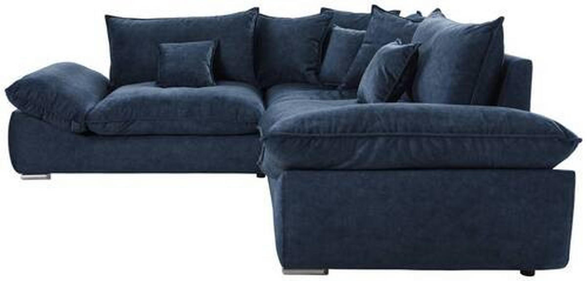 ECKSOFA in Velours Dunkelblau  247/247 cm  - Chromfarben/Dunkelblau, KONVENTIONELL, Kunststoff/Textil (247/247cm) - Carryhome