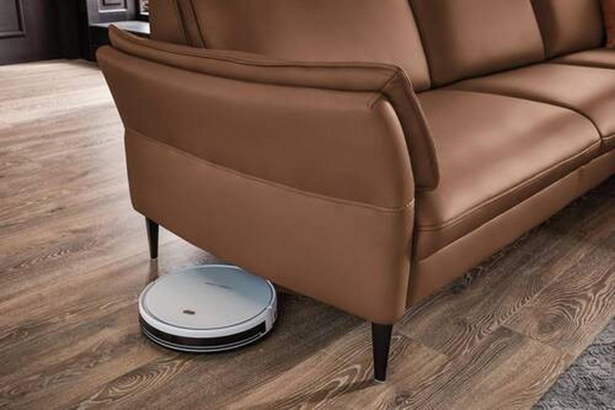 ECKSOFA in Echtleder Braun  - Schwarz/Braun, Design, Leder/Metall (334/172cm) - Valdera