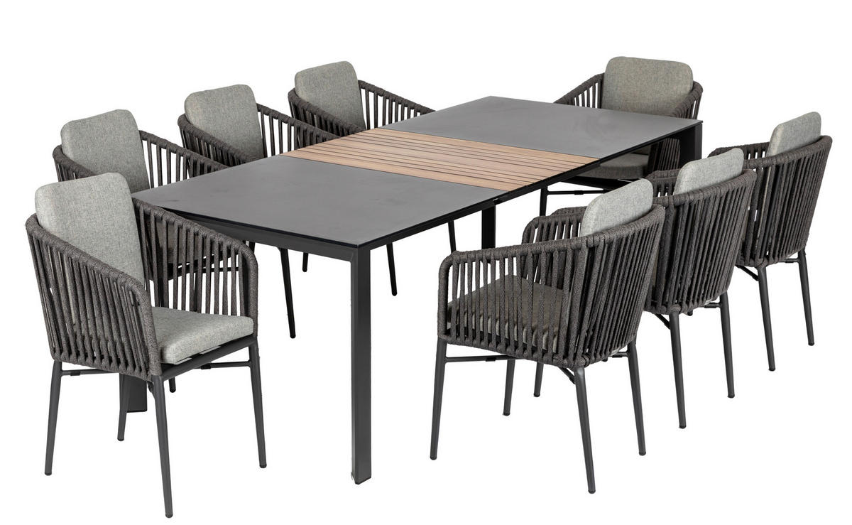 GARTENSET 9-teilig  - Anthrazit/Grau, MODERN, Glas/Textil (246/74/100cm) - Acamp