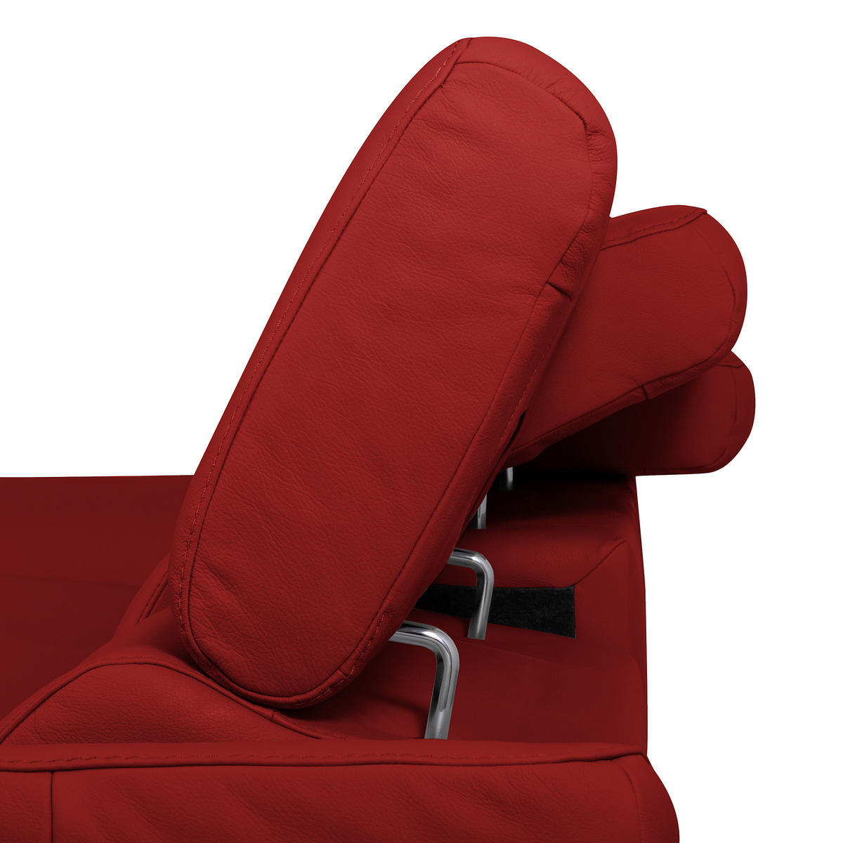 ECKSOFA Rot Echtleder Lederlook Rücken echt, Armteilverstellung, Relaxfunktion, Kopfteilverstellung  - Rot/Schwarz, Design, Leder/Textil (179/252cm) - Livetastic