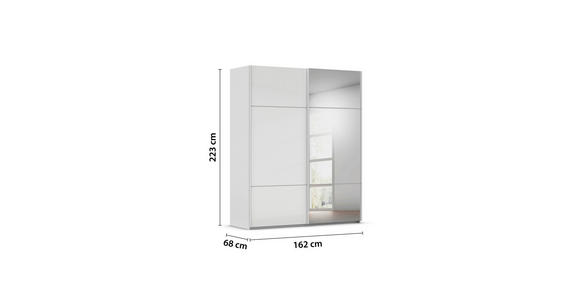 SCHWEBETÜRENSCHRANK 162/223/68 cm 2-türig Grau, Weiß - Weiß/Grau, KONVENTIONELL, Glas/Holzwerkstoff (162/223/68cm) - Novel