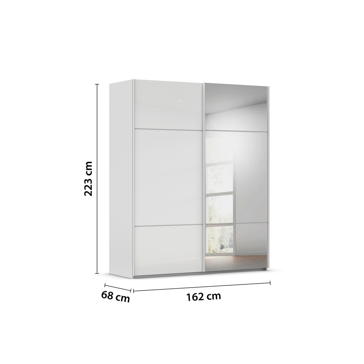 SCHWEBETÜRENSCHRANK in Grau, Weiss  - Weiss/Grau, Konventionell, Glas/Holzwerkstoff (162/223/68cm) - Novel