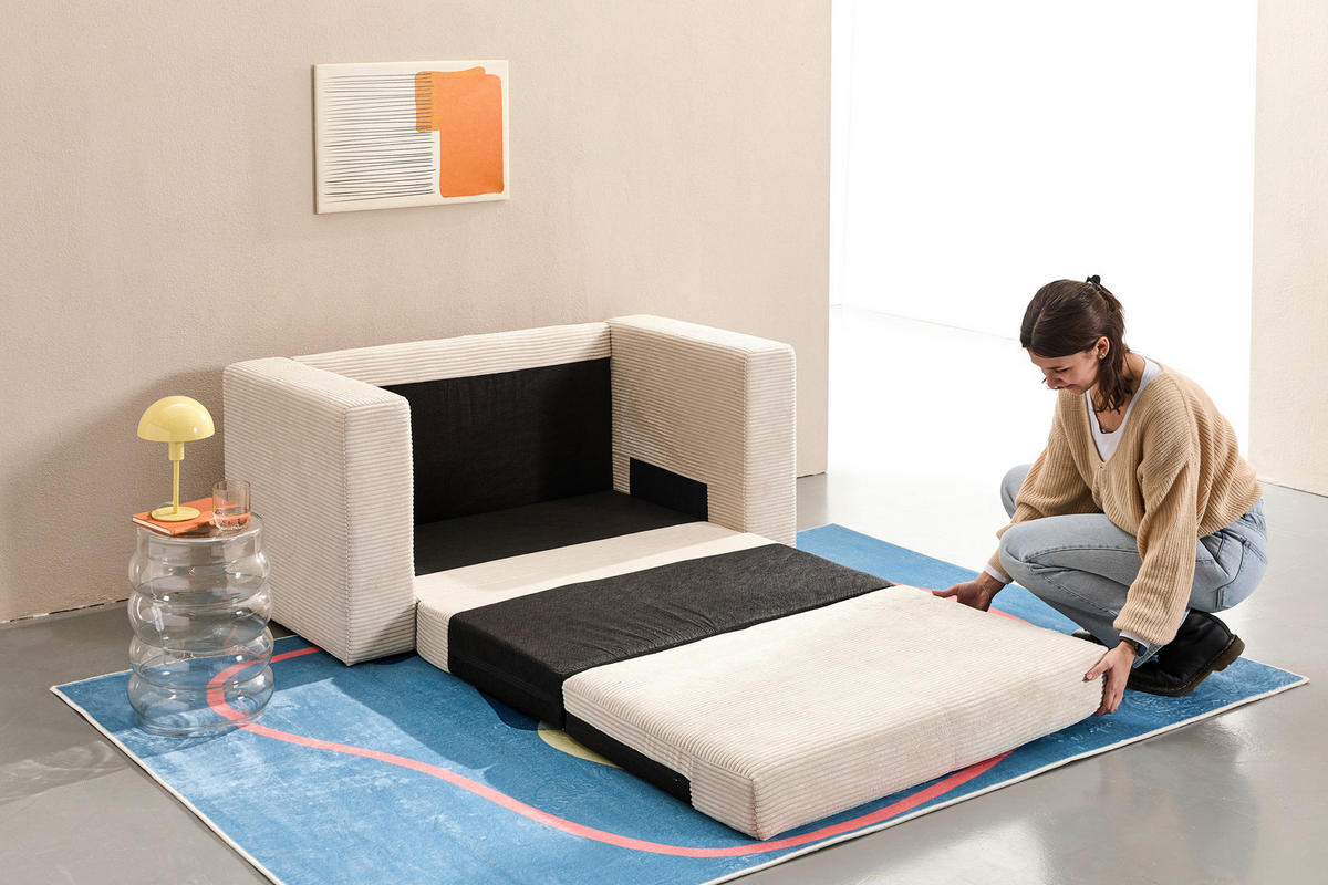 JUGEND- UND KINDERSOFA  in Cord Beige  - Türkis/Beige, KONVENTIONELL, Textil (136/78/72cm) - Xora