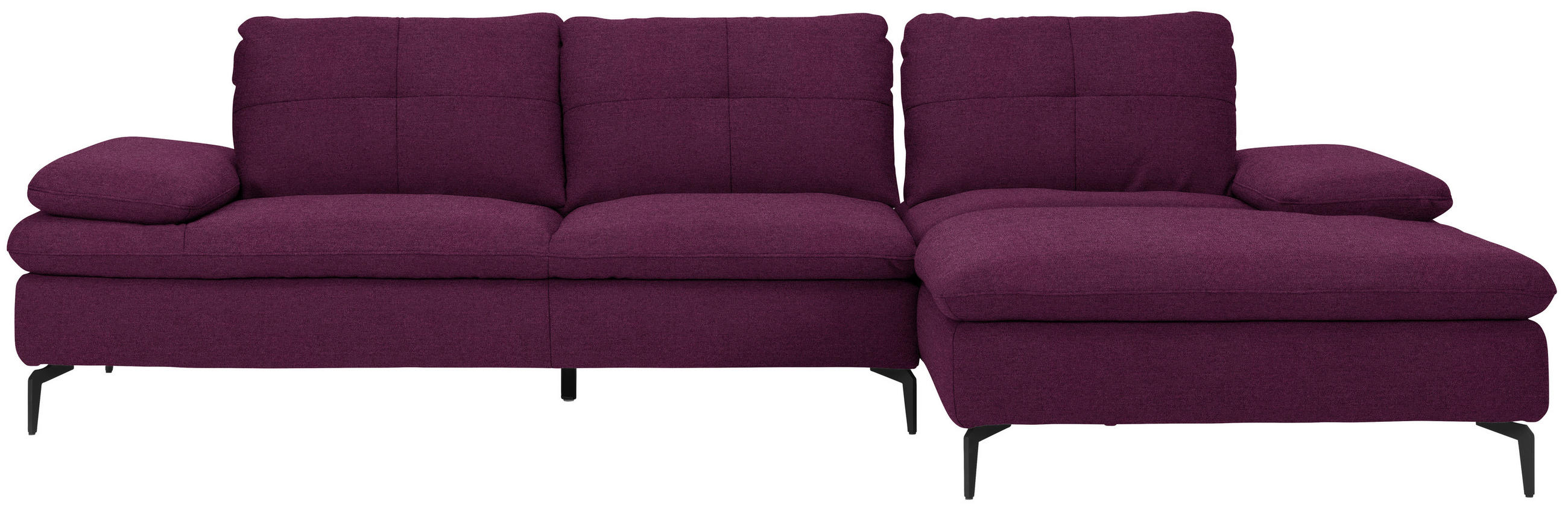 ECKSOFA in Webstoff Violett  - Violett/Schwarz, Design, Textil/Metall (301/179cm) - Chilliano