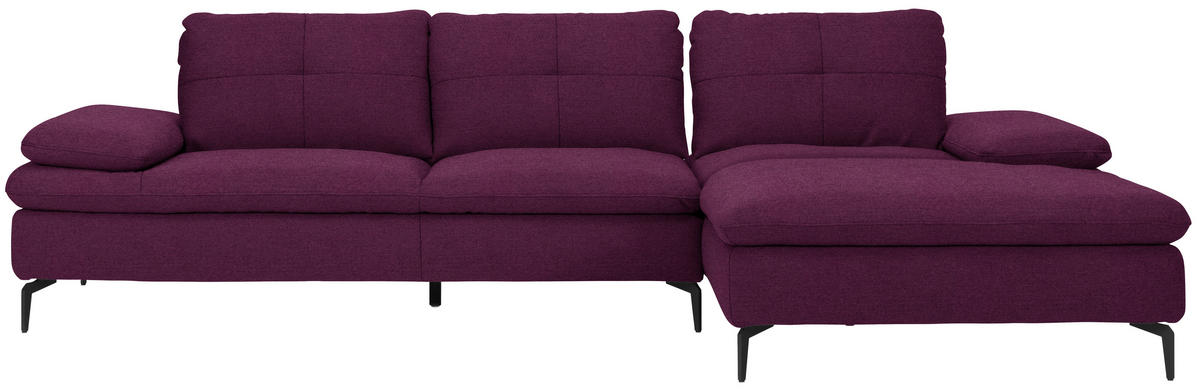 ECKSOFA in Webstoff Violett  - Violett/Schwarz, Design, Textil/Metall (301/179cm) - Chilliano