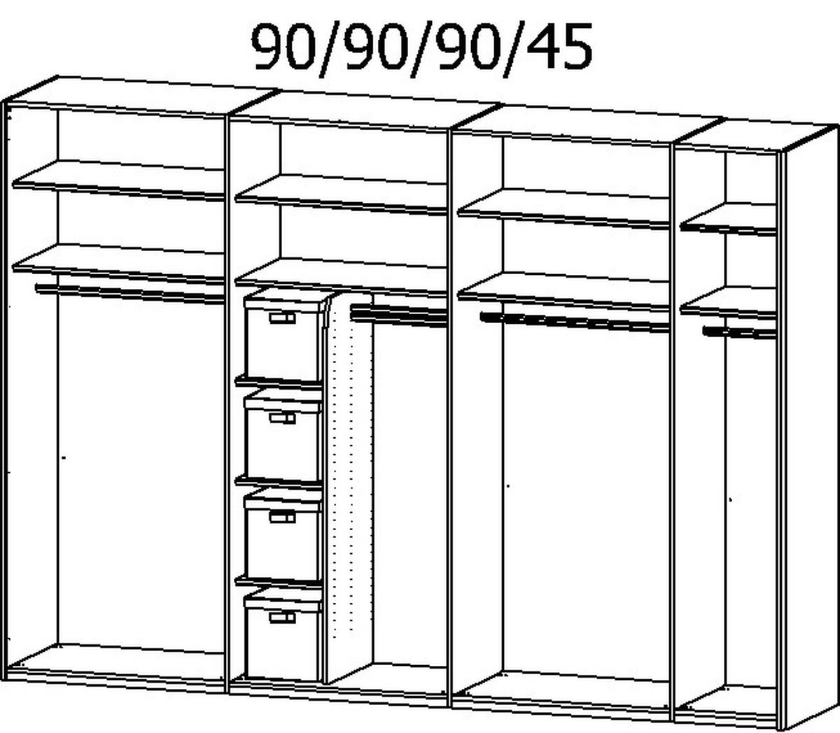 SCHWEBETÜRENSCHRANK in Graphitfarben  - Graphitfarben, Design, Glas/Holzwerkstoff (316/223/68cm) - Xora