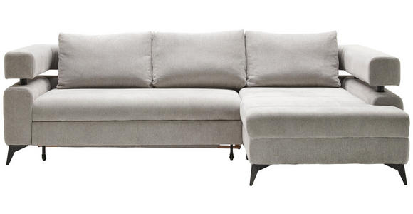 ECKSOFA in Chenille Hellgrau - Hellgrau/Schwarz, KONVENTIONELL, Textil/Metall (265/184cm) - Hom`in