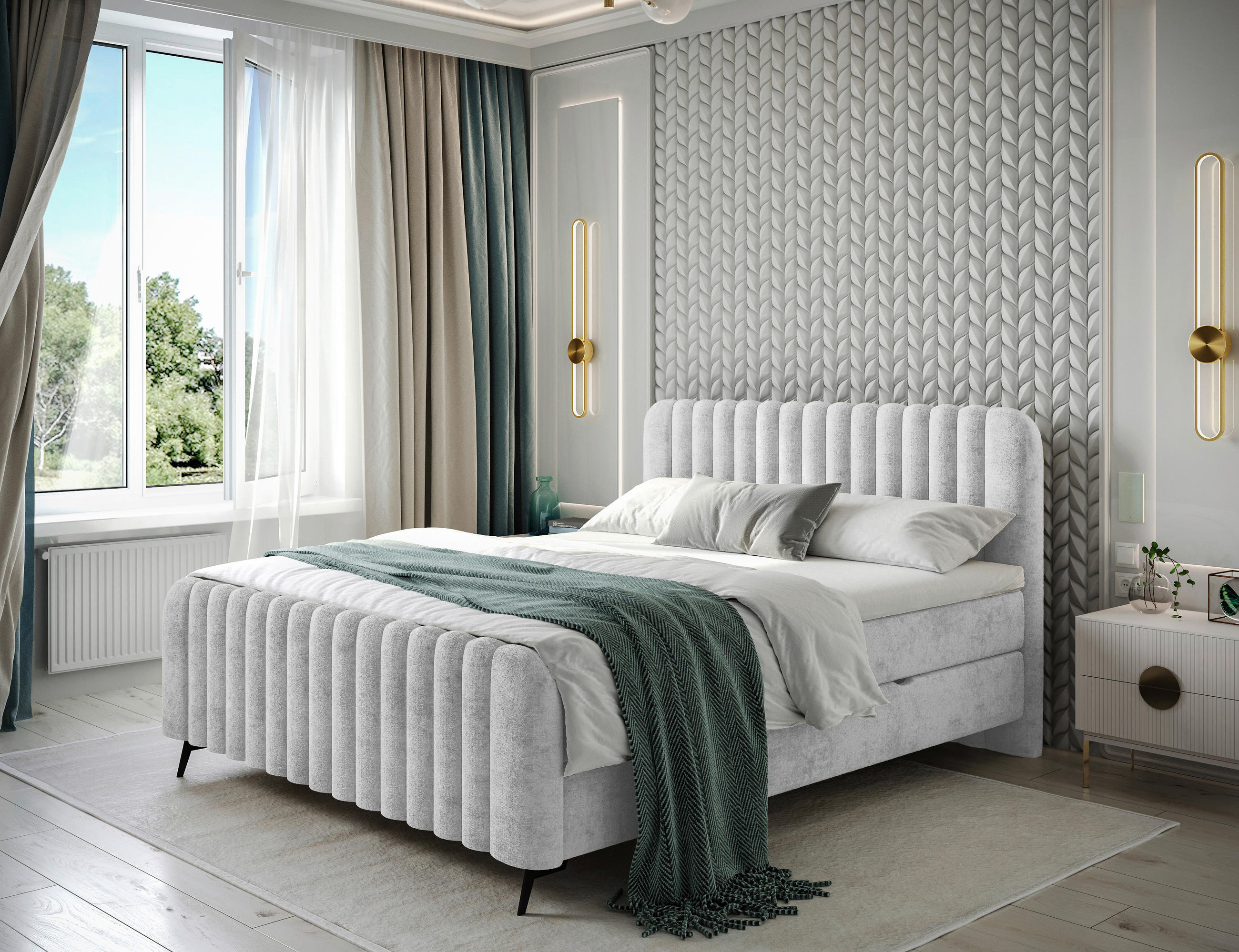 POSTELJA Z VZMETNICO 140 cm   x 200 cm  , les, tekstil, leseni material svetlo siva  - črna/umazano rjava, Moderno, kovina/tekstil (140/200cm) - Livetastic