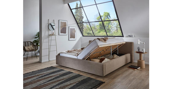 POLSTERBETT Lattenrost, Bettkasten Taupe 160/200 cm  - Taupe, Basics, Holz/Textil (160/200cm) - Xora