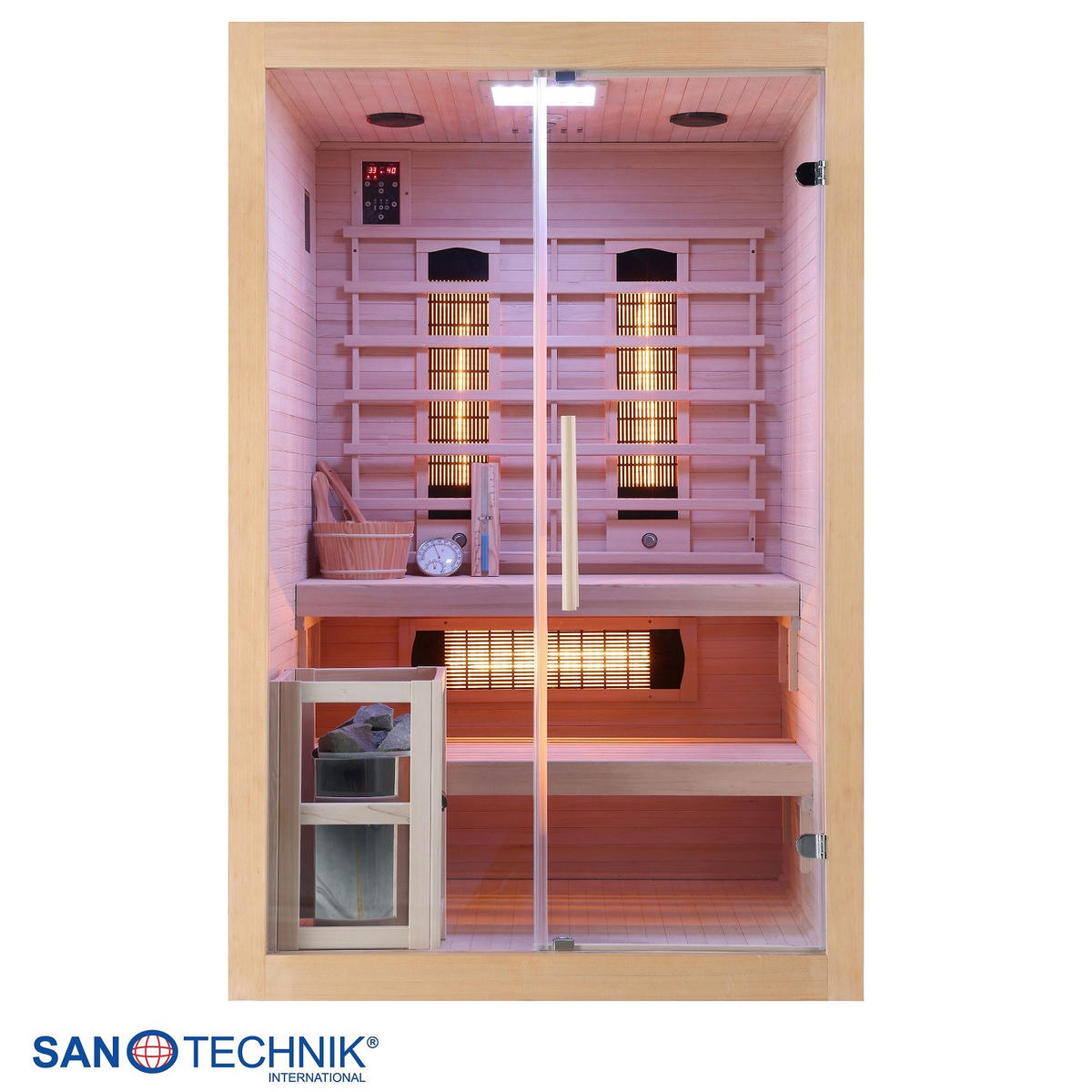 INFRAROTKABINE für 2 Personen  - Naturfarben, Basics, Glas/Holz (130/120/200cm) - Sanotechnik