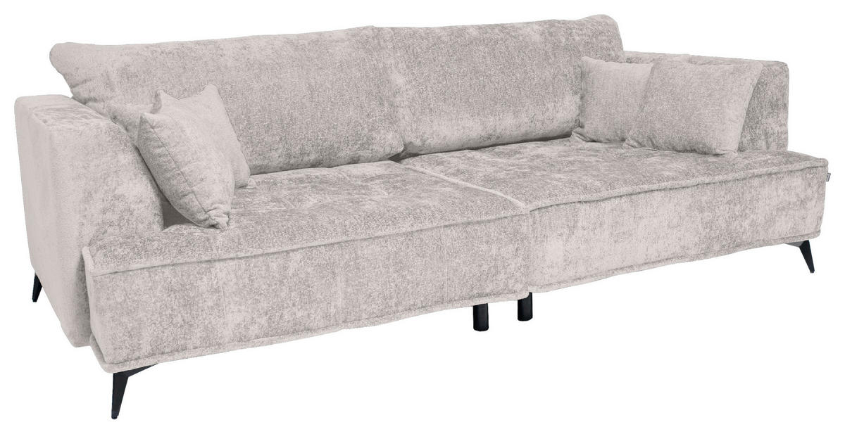 BIGSOFA Chenille Hellgrau  - Hellgrau/Schwarz, Design, Textil/Metall (250/90/120cm) - home24
