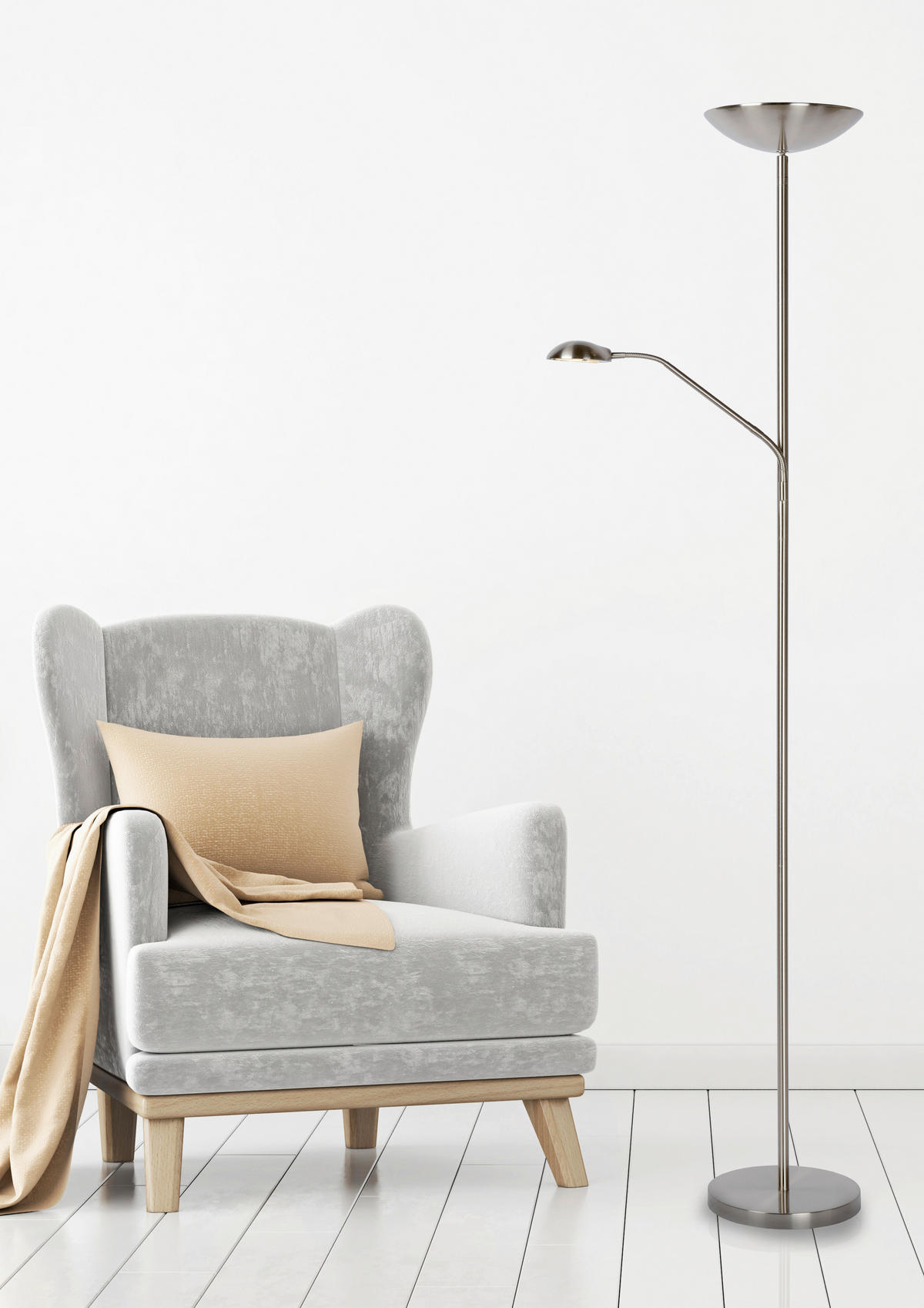 LED-STEHLEUCHTE ZENITH 25.4/53.2/180 cm   - Design, Metall (25.4/53.2/180cm) - Lucide