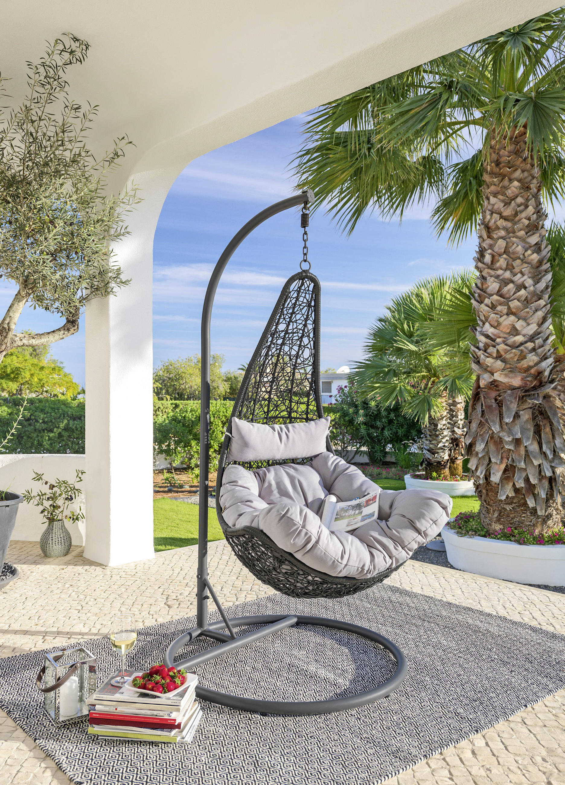 FOTOLIU SUSPENDAT 100/190/100 cm  - antracit/negru, Design, plastic/metal (100/190/100cm) - Ambia Garden