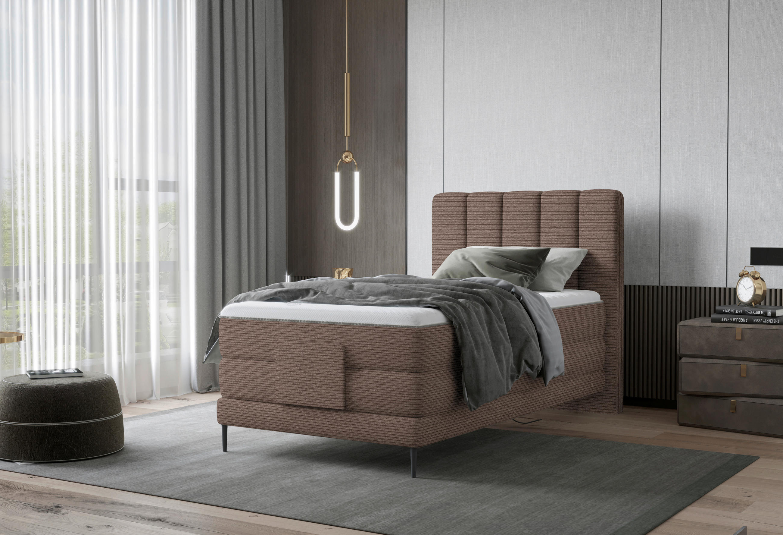 BOXSPRINGBETT 120/200 cm  in Braun  - Schwarz/Braun, Natur, Textil/Metall (120/200cm) - Esposa