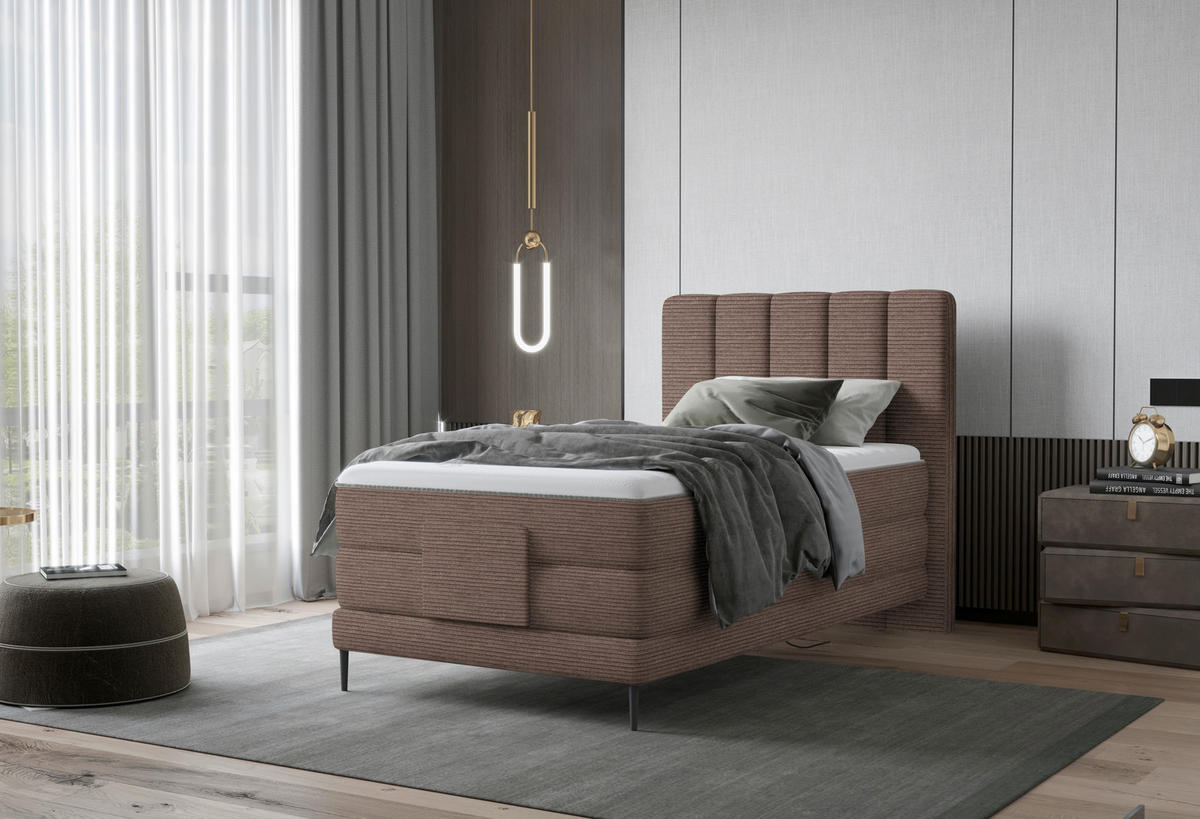BOXSPRINGBETT 120/200 cm  in Braun  - Schwarz/Braun, Natur, Textil/Metall (120/200cm) - Esposa