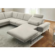 WOHNLANDSCHAFT  in Chenille, Flachgewebe Naturfarben  - Schwarz/Naturfarben, Design, Textil/Metall (208/344/180cm) - Dieter Knoll