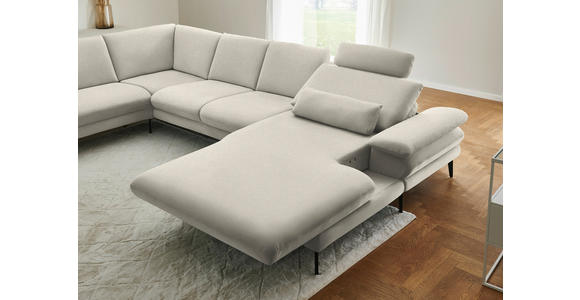 WOHNLANDSCHAFT  in Chenille, Flachgewebe Naturfarben  - Schwarz/Naturfarben, Design, Textil/Metall (208/344/180cm) - Dieter Knoll