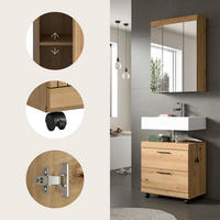 KUPAONICA  hrast Artisan  - hrast Artisan/crna, Trend, staklo/drvni materijal (60cm) - MID.YOU