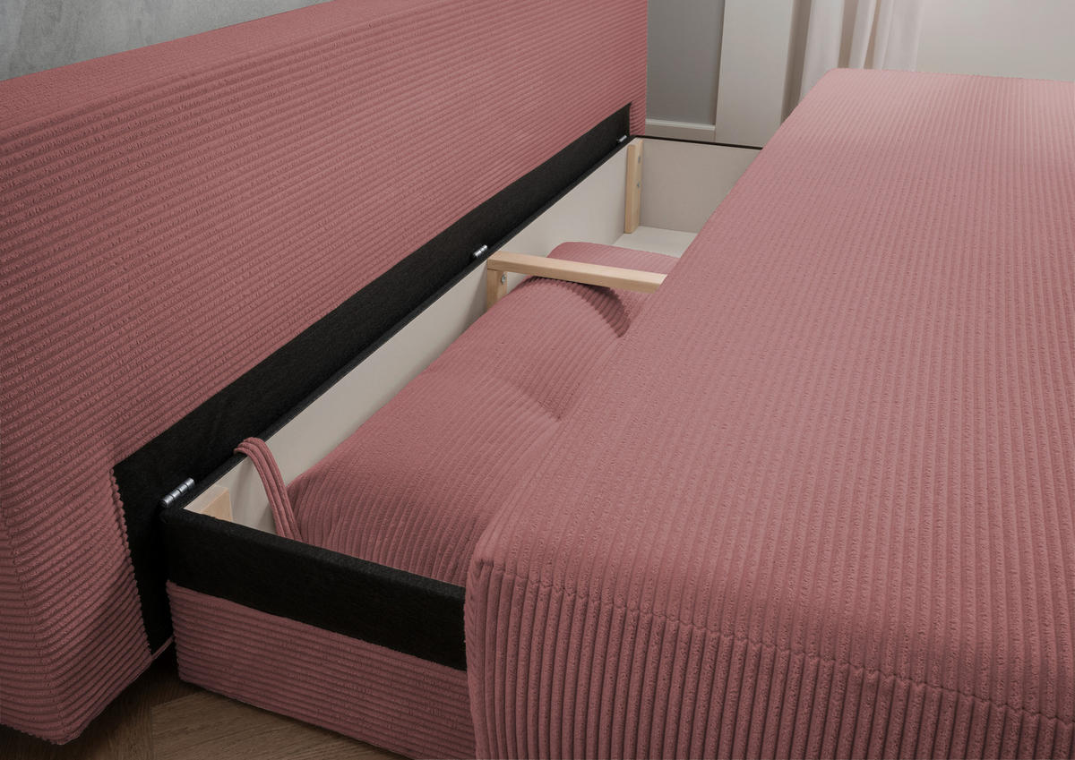 SCHLAFSOFA in Cord Rot, Koralle  - Chromfarben/Koralle, Modern, Textil/Metall (198/90/100cm) - Livetastic