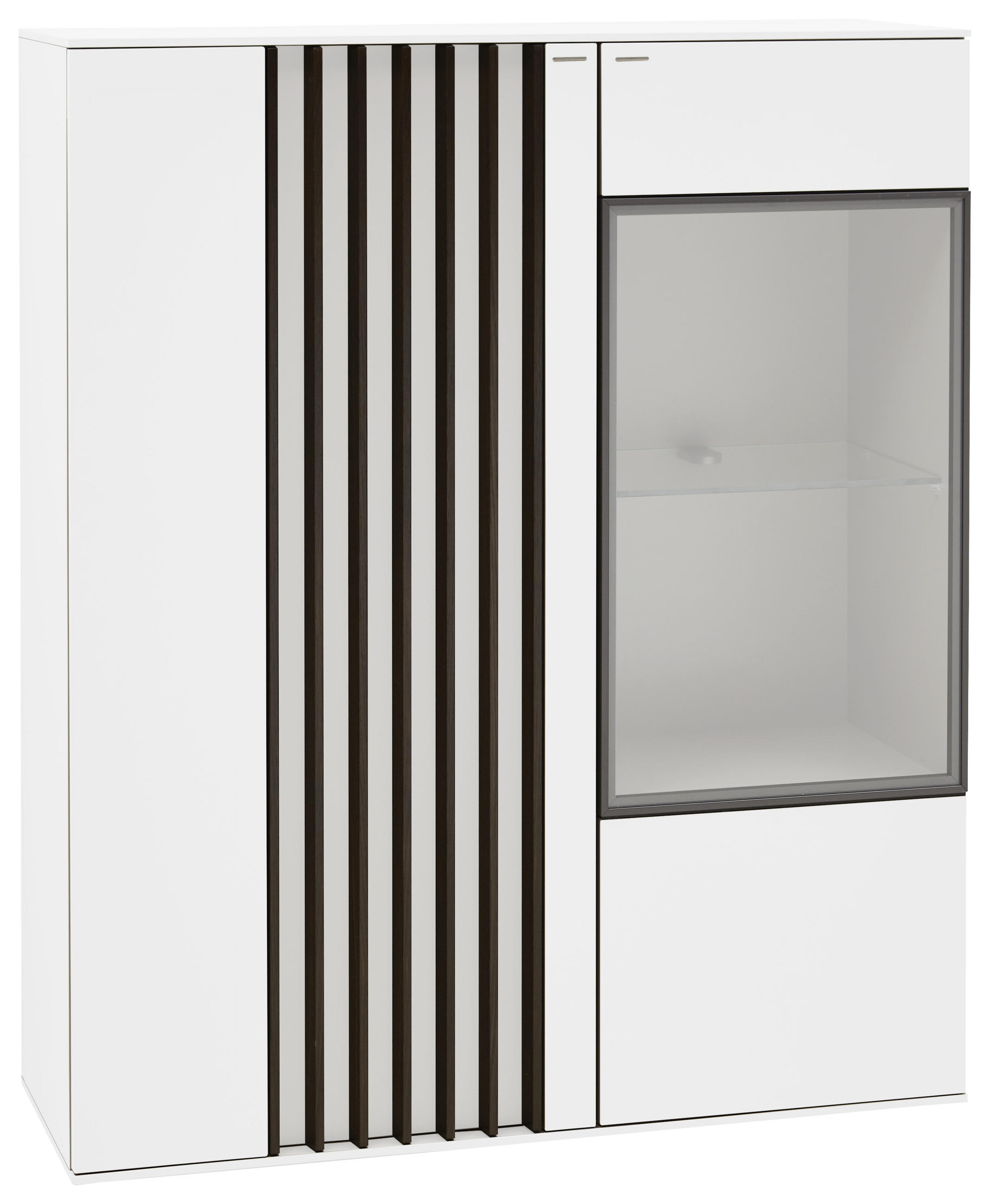 HIGHBOARD Eiche furniert Weiß, Mooreichefarben - Mooreichefarben/Schwarz, Design, Glas/Holz (105/127,8/37,1cm) - Ambiente