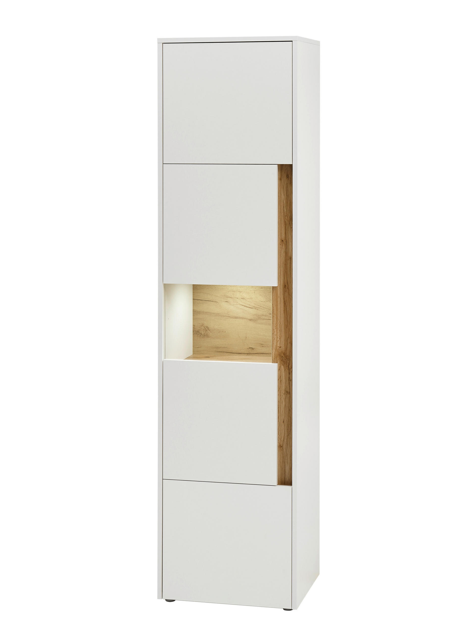 VITRINE  in Weiß, Eiche Wotan  - Eiche Wotan/Schwarz, Design, Holzwerkstoff/Kunststoff (50/200/40cm) - Modante