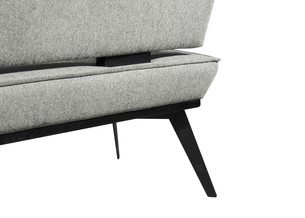 SITZBANK 153/90/65 cm Webstoff Schwarz, Hellgrau Buche massiv  - Hellgrau/Schwarz, Basics, Holz/Textil (153/90/65cm) - Carryhome