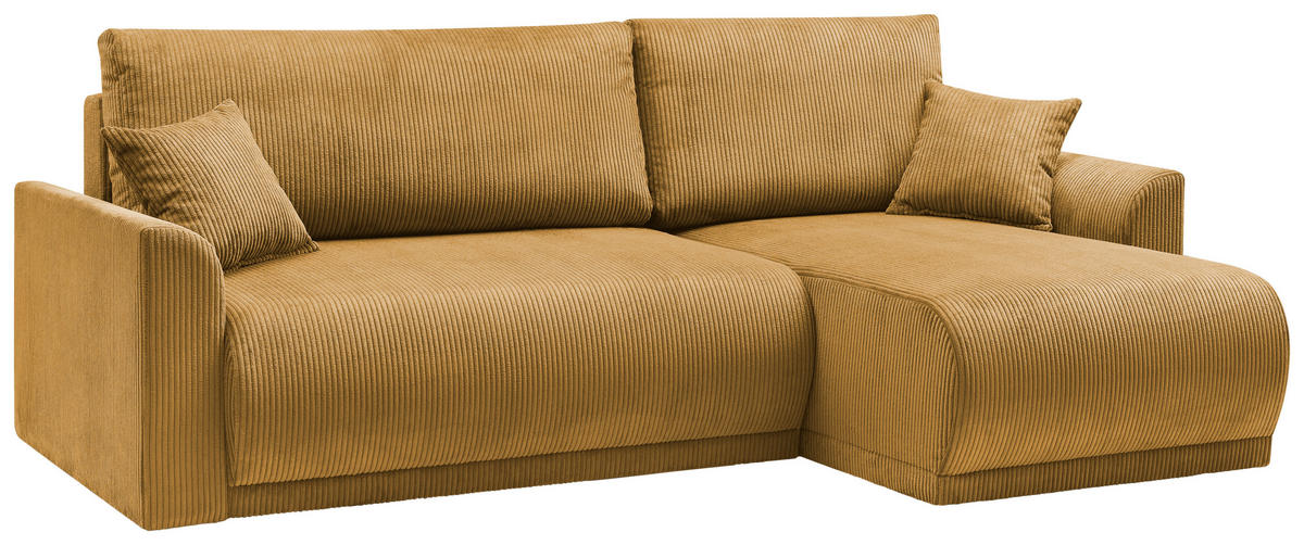 ECKSOFA KIMMY Gelb Cord Zierkissen, Rückenkissen, Bettkasten  - Gelb/Schwarz, Design, Kunststoff/Textil (233/146cm) - P & B