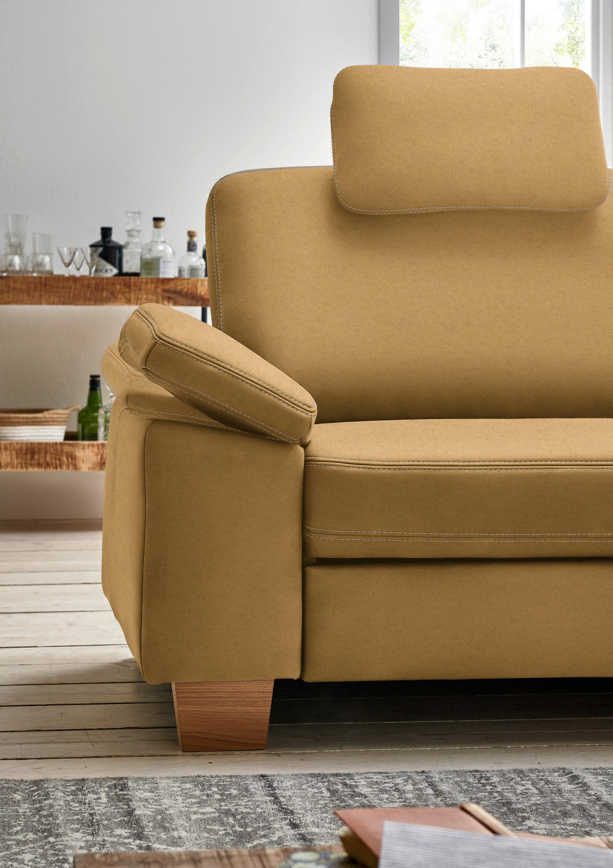 ECKSOFA  in Echtleder Currygelb  274/235 cm  - Currygelb/Eichefarben, KONVENTIONELL, Leder/Holzwerkstoff (274/235cm) - Beldomo Premium