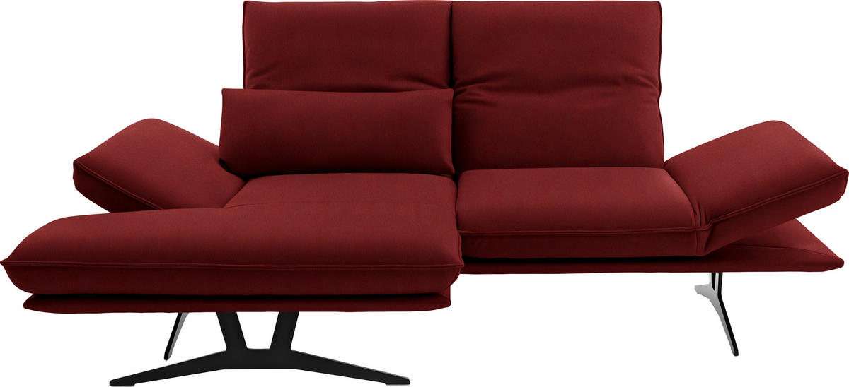 ECKSOFA in Echtleder Rot  - Gelb/Rot, Design, Leder/Metall (130/210cm) - Dieter Knoll
