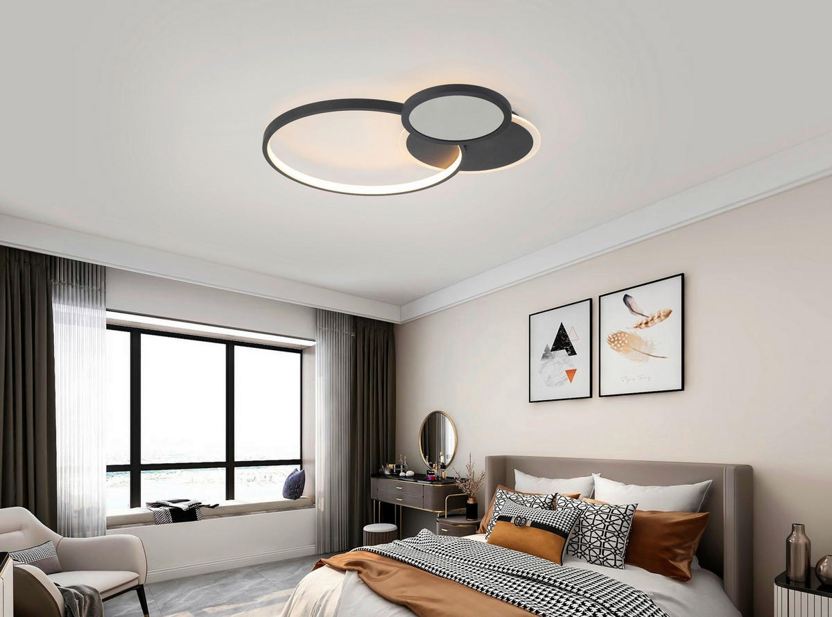 PLAFONIERĂ CU LED - negru, Lifestyle, plastic/metal (55/45/7,5cm) - Novel