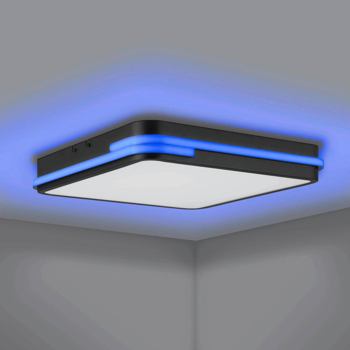 TAKLAMPA Genovese-Z 22 W 47/47/8 cm  - vit/svart, Design, metall/plast (47/47/8cm) - Eglo