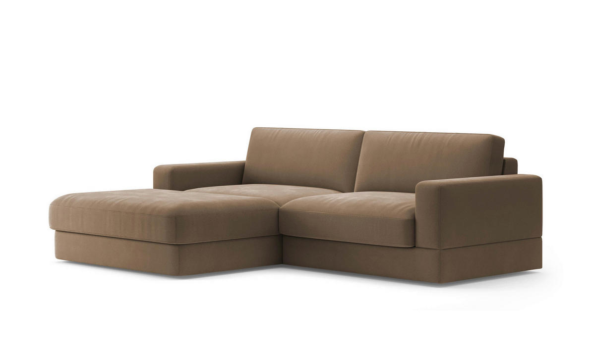 ECKSOFA Mikrofaser Braun  - Schwarz/Braun, Modern, Kunststoff/Textil (196/264cm) - Sit & More