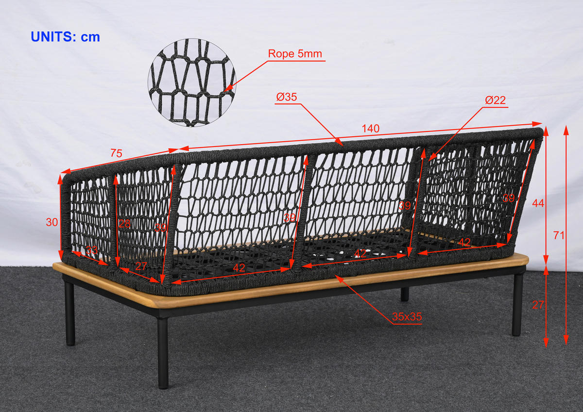 VRTNI SET   jeklo    antracit, barve akacije    - antracit/barve akacije, Moderno, kovina/umetna masa - Ambia Garden
