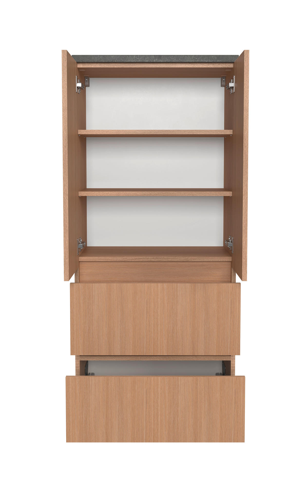 MIDISCHRANK 60/131/35 cm  - Eichefarben/Silberfarben, KONVENTIONELL, Holzwerkstoff/Kunststoff (60/131/35cm) - Xora