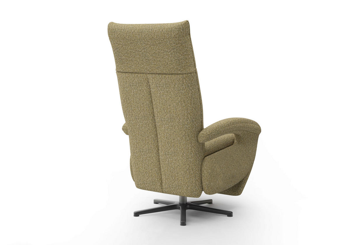 RELAXSESSEL Chenille Kopfteilverstellung, Rücken echt    - Schwarz/Olivgrün, MODERN, Textil/Metall (74/112/82cm) - Sit & More